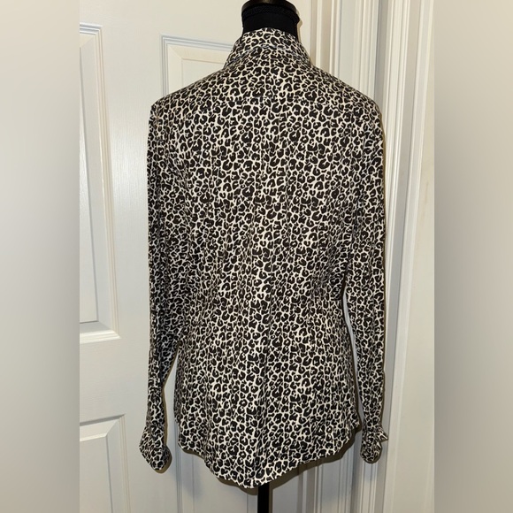 Talbots Black and White Animal Print Button Down Shirt - Picture 6 of 7
